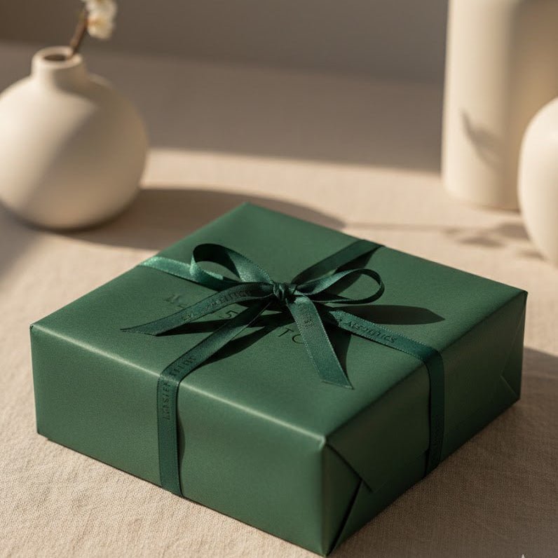 Grünes Geschenk mit Schleife